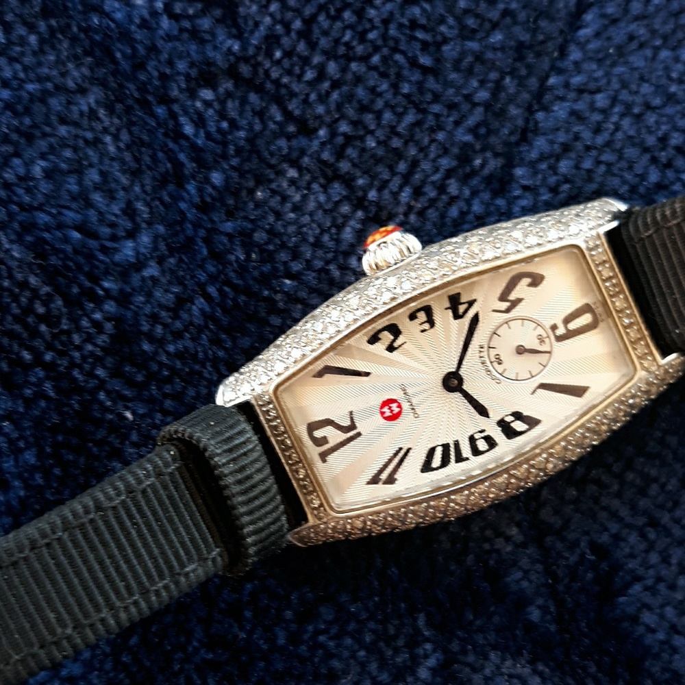 Michele Coquette Watch, Black, Size small